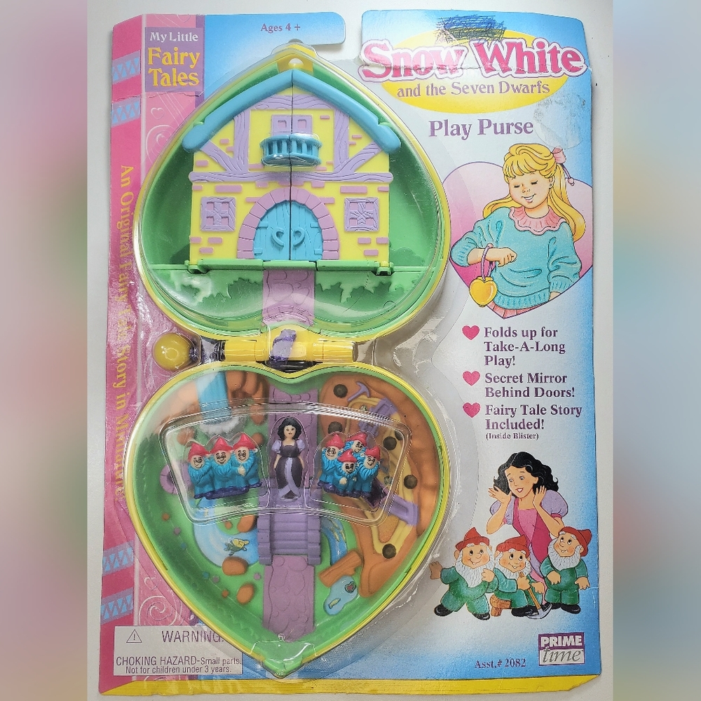 Vintage 1994 My Little Fairy Tales Snow White & 7 Dwarfs Play Purse Compact